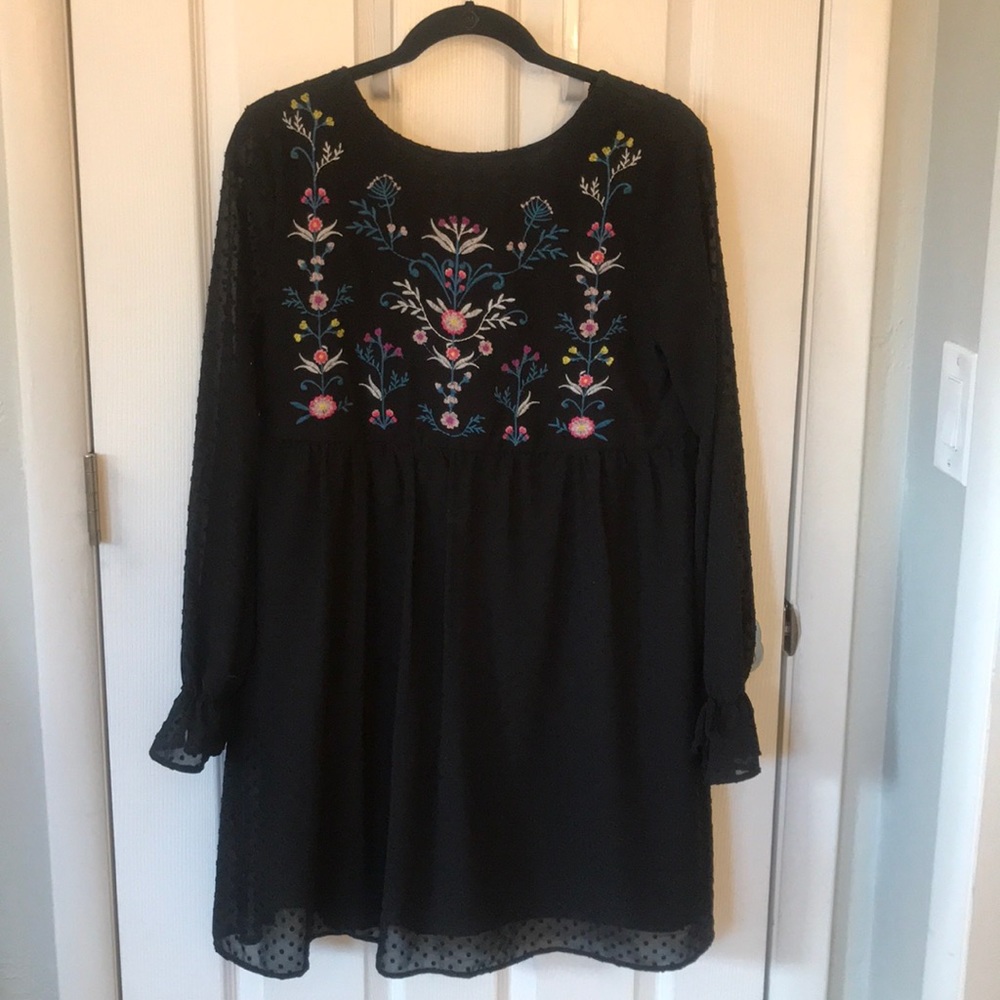 Embroidered Baby Doll Dress